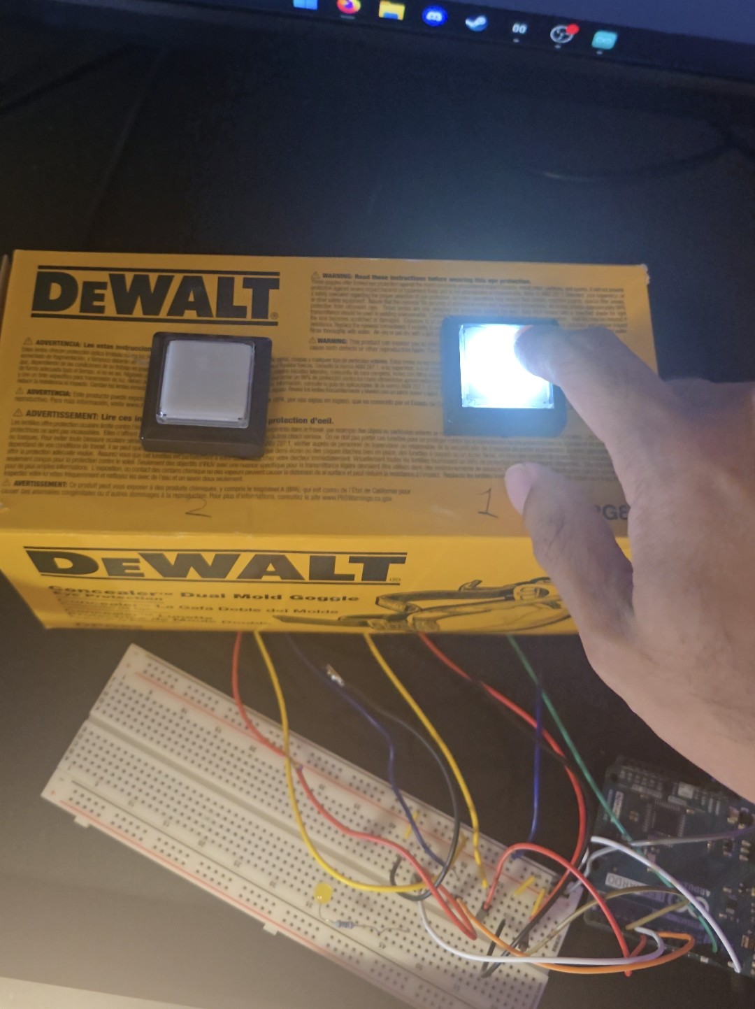 Cookie Buzz Game buzzer setup with arcade buttons